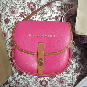 Dooney & Bourke Fuchsia and Tan Crossbody Bag